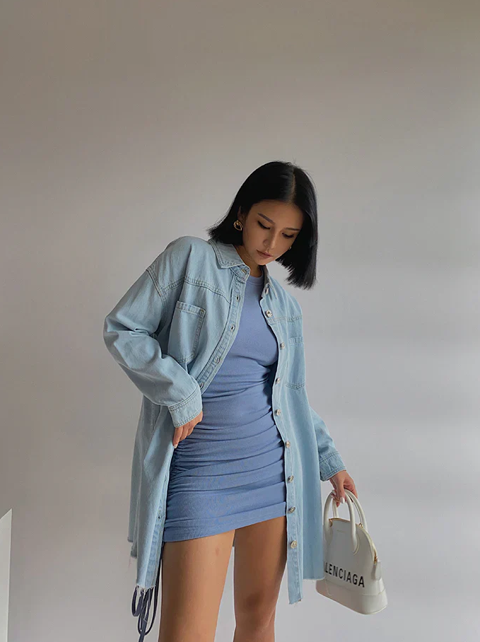 Harbour Style Long Sleeve Denim Jacket Medium Length