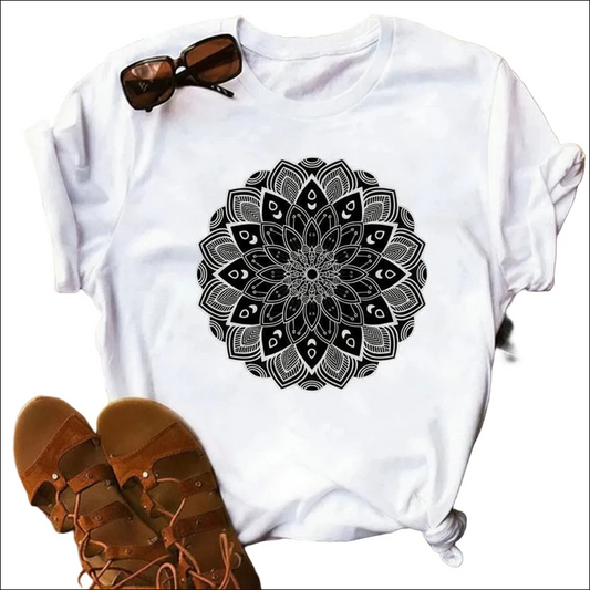 Printed T-Shirt for Women Casual Short Sleeve Graphic Tee Modal Polyester Summer Top