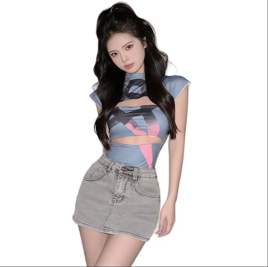 Retro Slim Top for Women Vintage Style Polyester Fashion